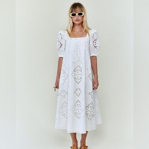Hunter bell waverly midi dress white size xs